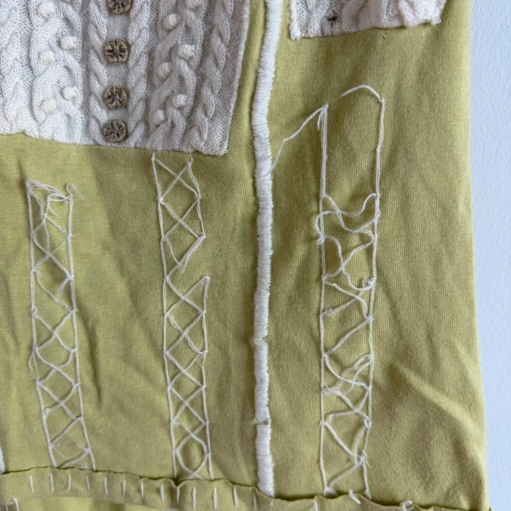 Anthropologie C. Keer Cotton and Wool Puff Sleeve T-Shirt Size Small